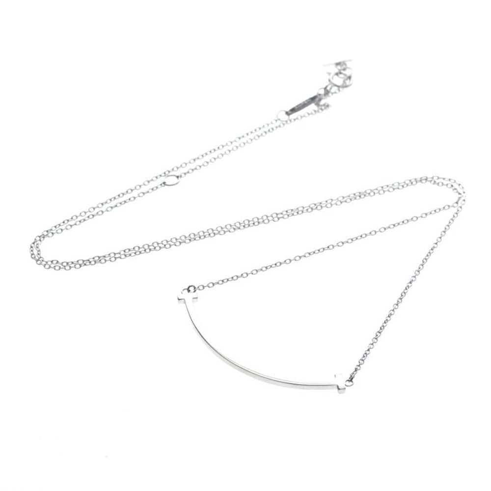 Tiffany & Co. T Smile Pendant 18K White Gold Silver White_Gold Necklace Jewelry